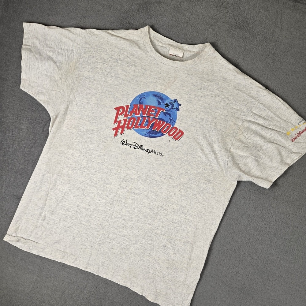 VTG‎ 1991 Planet Hollywood Walt Disney World 25th T-Shirt Adult XL Made USA Gray